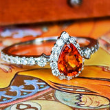 【お値下げ】マンダリンガーネット 天然スペサルティンガーネット 天然ダイヤモンド リング