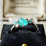 天然パライバトルマリン 天然ローズカットダイヤモンド リング