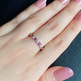 【お値下げ】レアストーン 天然ハックマナイト 天然ダイヤモンド ハーフエタニティリング