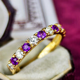 【お値下げ】レアストーン 天然ハックマナイト 天然ダイヤモンド ハーフエタニティリング