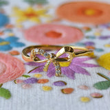 【お値下げ】ピンキーリング 天然ダイヤモンド リボンのモチーフ