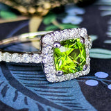 【パキスタン産】天然ペリドット 天然ダイヤモンド リング