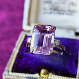 【大粒 8.42ct】天然クンツァイト 天然ダイヤモンド リング