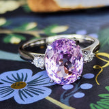 天然クンツァイト 天然ダイヤモンド リング