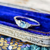 天然アクアマリンキャッツアイ 天然ダイヤモンド プラチナリング