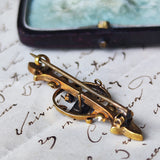 【お値下げ】イギリス アンティーク エトルスカンリバイバル 天然ダイヤモンド 天然サファイア ブローチ