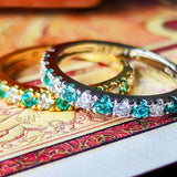 天然パライバトルマリン 天然ダイヤモンド 一文字タイプ プラチナリング