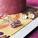 【お値下げ】天然ロードクロサイト 天然ダイヤモンド ピアス