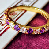 【お値下げ】レアストーン 天然ハックマナイト 天然ダイヤモンド ハーフエタニティリング