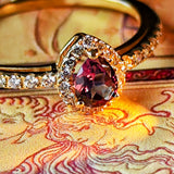 【アレキタイプ】天然カラーチェンジガーネット 天然ダイヤモンド リング