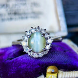 【三越百貨店】天然クリソベリルキャッツアイ 天然ダイヤモンド リング