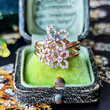 天然アレキサンドライト 天然ダイヤモンド フラワーモチーフリング