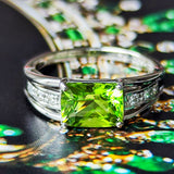 【パキスタン産】天然ペリドット 天然ダイヤモンド リング