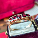 【イギリス アンティーク】天然アルマンディンガーネット ファイブストーンリング