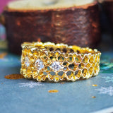 天然ダイヤモンド 透かし模様 18金リング