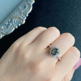 【魅惑の黒い宝石】天然ブラックスターサファイア 天然ダイヤモンド リング