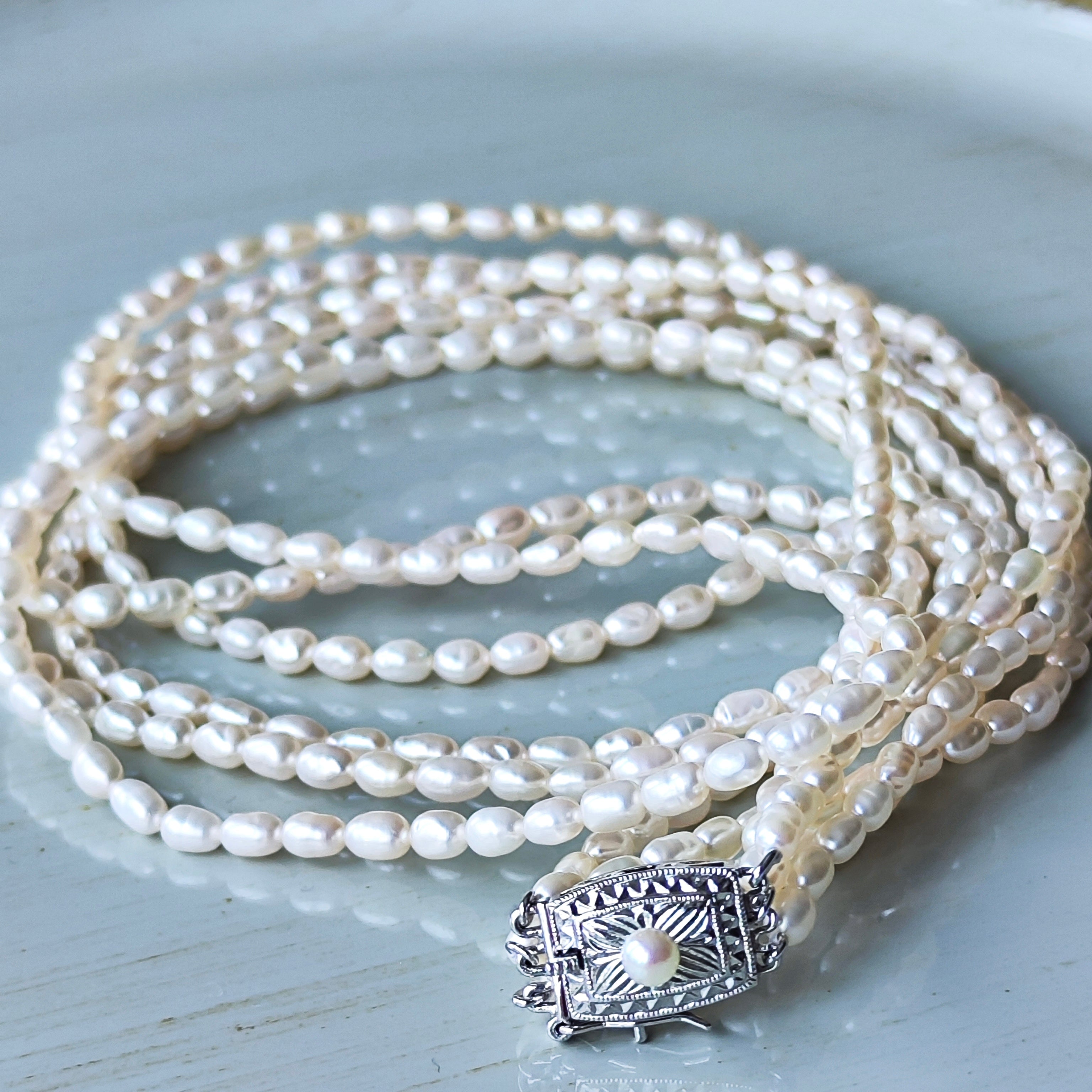 TASAKI 3連 パール ネックレス シルバー フラワー 田崎真珠 正規 お花