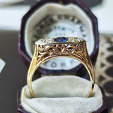 【お値下げ】イギリス アンティーク 合成サファイア リング