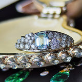 【希少石】天然バナジウムベリル 天然ダイヤモンド リング