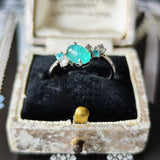 天然パライバトルマリン 天然ローズカットダイヤモンド リング