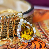 天然スフェーン 天然ダイヤモンド ネックレス