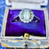 【三越百貨店】天然クリソベリルキャッツアイ 天然ダイヤモンド リング