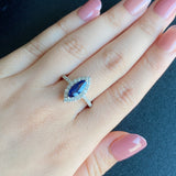 【ロイヤルブルー】天然サファイア マーキスカット 天然ダイヤモンド リング