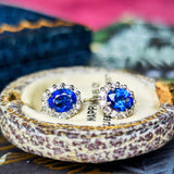 天然サファイア 天然ダイヤモンド 18金WG ピアス