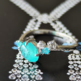 天然パライバトルマリン 天然ローズカットダイヤモンド リング