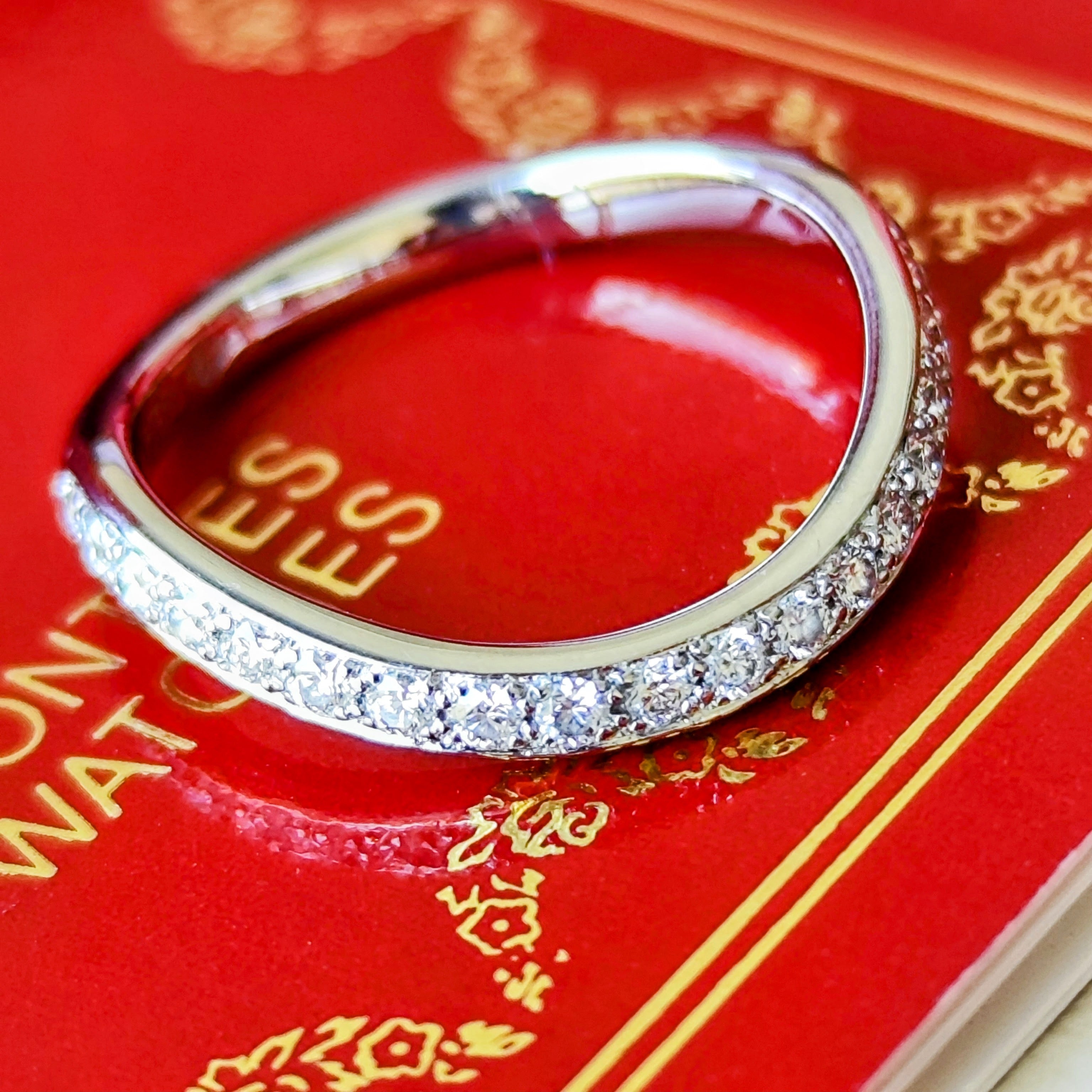 Cartier プラチナリング ダイヤモンド付き Cartier カルティエ トリニティルバン ダイヤモンドリング プラチナ 8