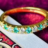 天然パライバトルマリン 天然ダイヤモンド 一文字タイプ 18金リング