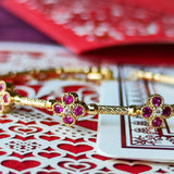 【ブレスレット】天然ルビー 天然ダイヤモンド 形状記憶 18金 バングル