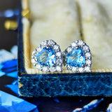 【お値下げ】天然アクアマリン ハートシェイプ 天然ダイヤモンド ピアス