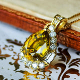 天然スフェーン 天然ダイヤモンド ネックレス