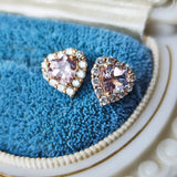 【お値下げ】天然モルガナイト ハートシェイプ 天然ダイヤモンド ピアス