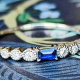 天然ユークレース コバルトブルー 天然ダイヤモンド リング