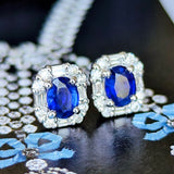 天然サファイア 天然ダイヤモンド 18金WG ピアス