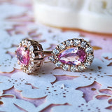 天然パパラチアサファイア 天然ダイヤモンド ピアス