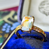 天然アンデシンラブラドライト 天然ダイヤモンド リング