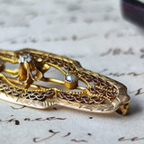 【お値下げ】イギリス アンティーク 天然ダイヤモンド 天然真珠 ブローチ