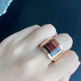 【Vintage Cartier】カルティエ サントス デュモン タイガーアイ 18金PG 10号 リング