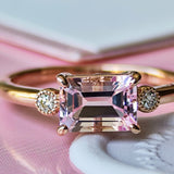 天然モルガナイト 天然ダイヤモンド リング