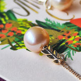 【アプリコット】有核淡水パール ネックレス 10金