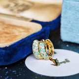 天然パライバトルマリン 天然ダイヤモンド パヴェ 18金ピアス