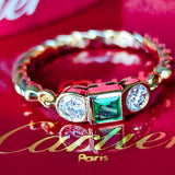 【Vintage Cartier】カルティエ エメラルド ダイヤモンド 18金スリーカラーリング