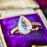 天然アンデシンラブラドライト 3.195ct 天然ダイヤモンド リング