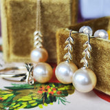 【アプリコット】有核淡水パール ピアス 10金