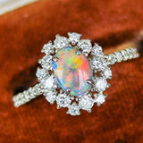 天然ブラックオパール オーストラリア産 天然ダイヤモンド リング