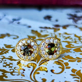 天然アンダリュサイト 天然ダイヤモンド 18金ピアス