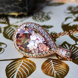 【大粒 3.09ct】天然モルガナイト 天然ダイヤモンド ネックレス